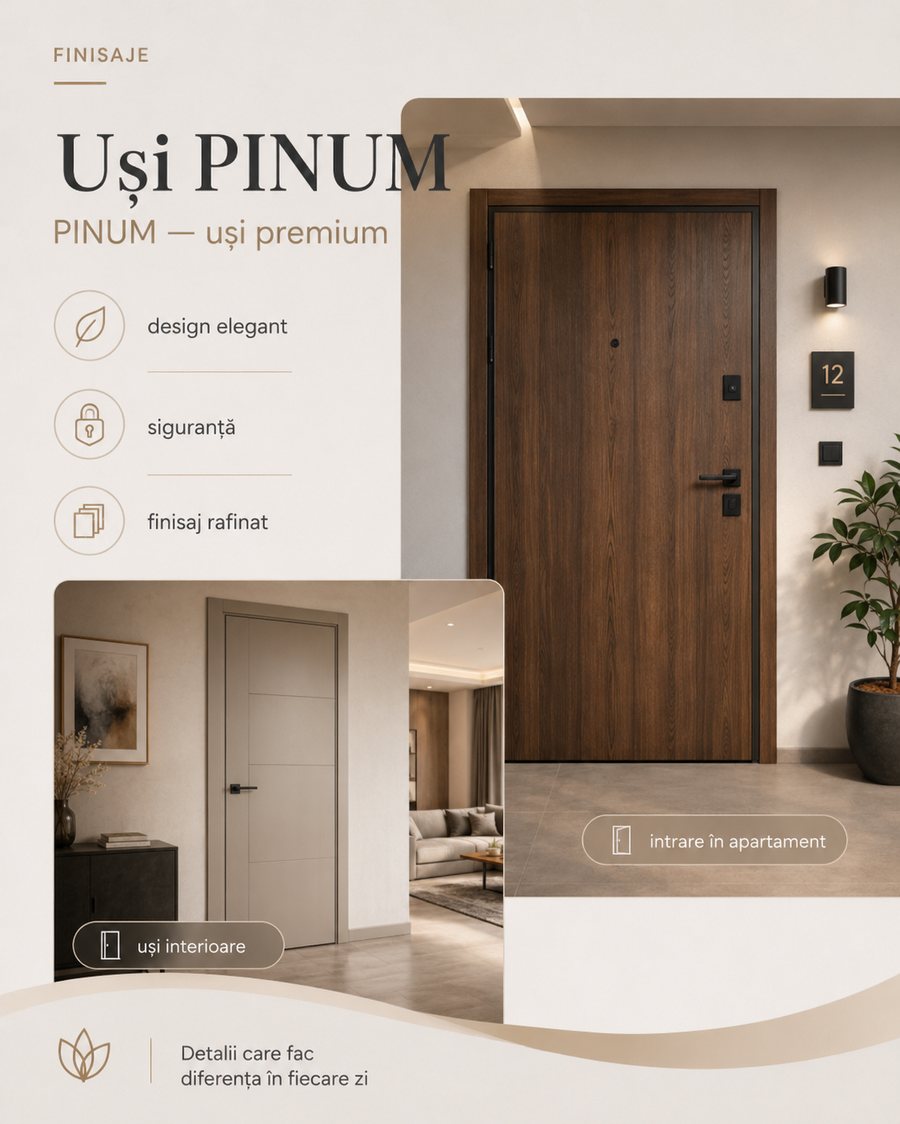 Ușă de intrare și uși de interior Pinum
